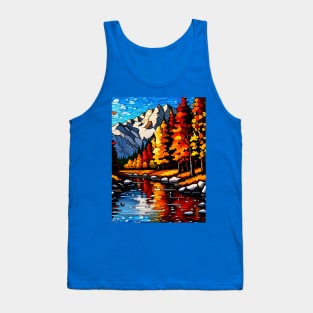 Stained Glass River Running Amid Autumn Foliage Tank Top